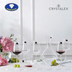 Bộ 6 Ly Thủy Tinh Bohemia Sandra Kèm Bình Thở 1,5 Lít - Dụng Cụ Pha Chế Cao Cấp An Toàn Với Máy Rửa Chén