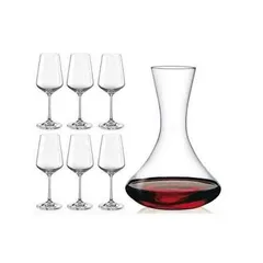 Bộ 6 Ly Thủy Tinh Bohemia Sandra Kèm Bình Thở 1,5 Lít - Dụng Cụ Pha Chế Cao Cấp An Toàn Với Máy Rửa Chén