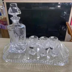 Bộ bình rượu Bohemia 500ml + 6 cốc pha lê Quadro 55ml - Dụng cụ pha chế cao cấp, chính hãng Séc, an toàn cho thực phẩm