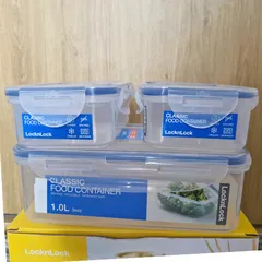 Bộ 3 Hộp Bảo Quản Classic Lock&Lock - 1 Hộp 1 Lít & 2 Hộp 350ml - Nhựa PP An Toàn, Chống Thẩm Thấu, Đun Nóng Trong Lò Vi Sóng