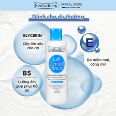 Sữa Tẩy Trang Evoluderm Chứa Vitamin E - Làm Sạch Da Mềm Mịn 250ML - Mỹ Phẩm Thuần Chay Pháp Dưỡng Ẩm, Chống Oxy Hóa
