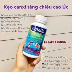 Viên Uống Bổ Sung Canxi Cho Bé Ostelin Kids Calcium & Vitamin D3 90 Viên - Phát Triển Xương Cứng Cáp, Hương Vị Trái Cây Ngon Miệng
