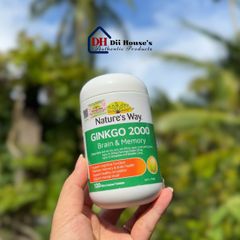 Viên uống bổ não Nature's Way Ginkgo 2000 - Tăng cường trí nhớ và chức năng nhận thức, 120 viên - Thực phẩm bảo vệ sức khỏe
