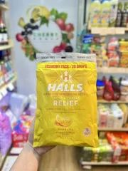 Kẹo Halls thông cổ, mát họng Halls Relief Honey Lemon . vàng 70 viên