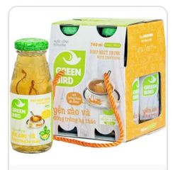 Nước Yến Sào & Đông Trùng Hạ Thảo Green Bird 185ml (Lốc 4 Chai) - Giải Khát Bổ Dưỡng Từ Thiên Nhiên