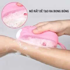 Bông tắm silicon tẩy tế bào chết tạo bọt 2 mặt massage toàn thân mềm mịn