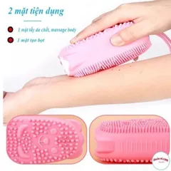 Bông tắm silicon tẩy tế bào chết tạo bọt 2 mặt massage toàn thân mềm mịn