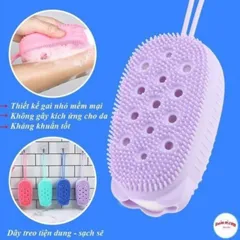 Bông tắm silicon tẩy tế bào chết tạo bọt 2 mặt massage toàn thân mềm mịn