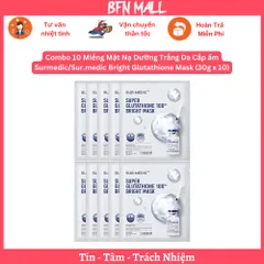 Combo 10 Miếng Mặt Nạ Dưỡng Trắng Da Cấp ẩm Surmedic/Sur.medic Bright Glutathione Mask (30g x 10)