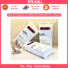 Bông Tẩy Trang Hữu Cơ HMMED 600 Miếng Mềm Mịn, Không Xơ