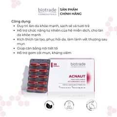 Viên uống Biotrade Acnaut Food Supplement 30 Viên giảm mụn trứng da làm đẹp da