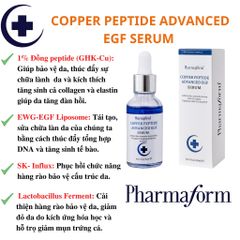 Serum Phục hồi chống lão hóa  Pharmarorm Copper Peptide Advance Serum with 1% GHK-Cu & 100ppm EGF 30 ml