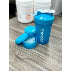 Bình Lắc Codeage, Bình Shaker Codeage, Bình Nước Tiện Dụng Codeage 3 Ngăn Đựng Bột Và Thuốc 500ml