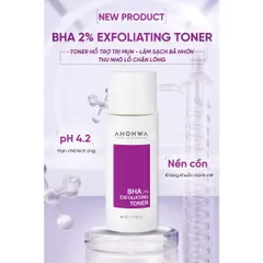 Dung dịch BHA 2% EXFOLIATING TONER AHOHWA 80ml Tẩy Tế Bào Chết Làm sạch Sâu Lỗ Chân Lông