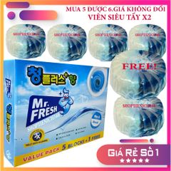 Viên Tẩy Bồn Cầu X2 MR.FRESH - Hộp 5+1 Siêu Diệt Khuẩn & Khử Mùi Cho Bồn Cầu Sạch Sẽ, An Toàn Cho Gia Đình