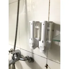 Hộp xà bông nhấn 2 bình gắn tường cao cấp - Thiết kế hiện đại cho phòng tắm, tiện lợi và sang trọng, phù hợp cho gia đình và nơi làm việc