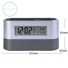 Khay đựng bút thông minh tích hợp đồng hồ kỹ thuật số & nhiệt kế - Hỗ trợ văn phòng tiện lợi, đa chức năng