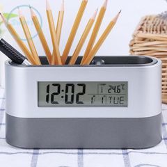 Khay đựng bút thông minh tích hợp đồng hồ kỹ thuật số & nhiệt kế - Hỗ trợ văn phòng tiện lợi, đa chức năng