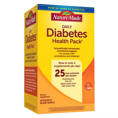 Bộ Vitamin cho Người Tiểu Đường Nature Made - Hỗ Trợ Sức Khỏe Tiểu Đường, 60 Gói Dinh Dưỡng, Tăng Cường Năng Lượng và Sức Khỏe Tim Mạch