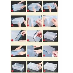 Bộ 5 Hộp Đựng Giày Trong Suốt Có Ngăn Kéo Viền Kim Loại TI738 - Giải Pháp Bảo Quản Giày Dép Ngăn Nắp, Chống Bụi Bẩn  và Ẩm Mốc.