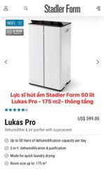 Máy Hút Ẩm và Lọc Không Khí Stadler Form Lukas Pro 50L/ngày - Thiết Bị Thông Minh Kiểm Soát Độ Ẩm Cho Nhà Bạn