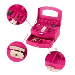 [HOT] Hộp đựng đồ trang sức nhung To (Hồng đậm)TI252