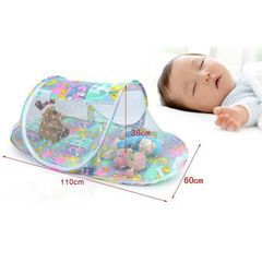 Mùng Ngủ Em Bé Vải Hoa Xanh - Thiết Kế Dễ Dàng, Bảo Vệ Giấc Ngủ, Chống Muỗi, Tiện Ích Đồ Dùng Cho Bé