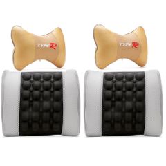 Bộ 2 Đệm Dựa Lưng Massage Điện và Gối Đầu Xe Bọc Nỉ Tiện Ích Tienich168 - Giảm Mệt Mỏi Khi Đi Đường Dài
