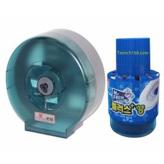 Hộp đựng giấy vệ sinh gắn tường lớn 26x26cm màu xanh + Chai thả bồn cầu Mr.Fresh - Sạch sẽ, tiện lợi, hương thơm dịu nhẹ