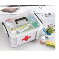 Hộp Đựng Thuốc Gia Đình Di Động - Chất Liệu Nhựa An Toàn, Nhiều Ngăn, Tiện Lợi Cho Sắp Xếp Và Lưu Trữ Dụng Cụ Y Tế