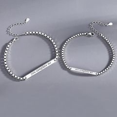 Vòng tay đôi khắc tên theo yêu cầu - Lắc tay không gỉ bạc Titan quà tặng tình yêu cho cặp đôi unisex