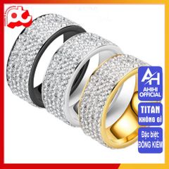 Nhẫn Titan Cao Cấp Nam Nữ Đính Đá Lấp Lánh - Phụ Kiện Thời Trang Chống Gỉ, Phong Cách Nam Tính, Quà Tặng Đặc Biệt