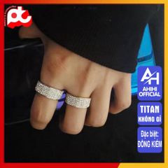 Nhẫn Titan Cao Cấp Nam Nữ Đính Đá Lấp Lánh - Phụ Kiện Thời Trang Chống Gỉ, Phong Cách Nam Tính, Quà Tặng Đặc Biệt