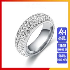 Nhẫn Titan Cao Cấp Nam Nữ Đính Đá Lấp Lánh - Phụ Kiện Thời Trang Chống Gỉ, Phong Cách Nam Tính, Quà Tặng Đặc Biệt