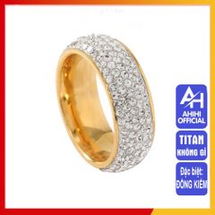 Nhẫn Titan Cao Cấp Nam Nữ Đính Đá Lấp Lánh - Phụ Kiện Thời Trang Chống Gỉ, Phong Cách Nam Tính, Quà Tặng Đặc Biệt