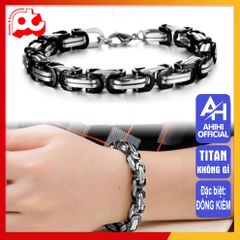 Lắc Tay Titan Nam Cao Cấp - Phong Cách Mạnh Mẽ, Sang Trọng, Không Gỉ, Thiết Kế Ziczac Độc Đáo, Phụ Kiện Thời Trang Nam 9mm Mạ Đen
