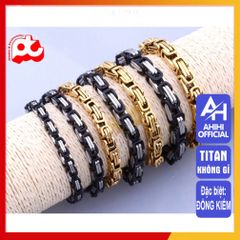 Lắc Tay Titan Nam Cao Cấp - Phong Cách Mạnh Mẽ, Sang Trọng, Không Gỉ, Thiết Kế Ziczac Độc Đáo, Phụ Kiện Thời Trang Nam 9mm Mạ Đen