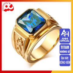 Nhẫn Nam Titan Cao Cấp Chạm Rồng - Phụ Kiện Thời Trang Sang Trọng, Đá Xanh Lá, Chống Gỉ, Đảm Bảo An Toàn Cho Da