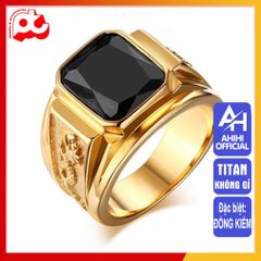 Nhẫn Nam Titan Cao Cấp Chạm Rồng - Phụ Kiện Thời Trang Sang Trọng, Đá Xanh Lá, Chống Gỉ, Đảm Bảo An Toàn Cho Da