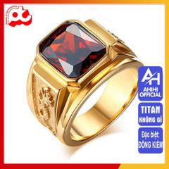 Nhẫn Nam Titan Cao Cấp Chạm Rồng - Phụ Kiện Thời Trang Sang Trọng, Đá Xanh Lá, Chống Gỉ, Đảm Bảo An Toàn Cho Da