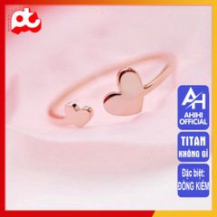 Nhẫn Nữ Titan Cao Cấp - Thiết Kế Thanh Lịch Trái Tim - Chống Gỉ, Không Kích Ứng, Đeo Được Nhiều Kích Thước, Quà Tặng Thời Trang