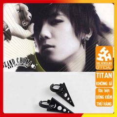 Bông Tai Nam Titan Cao Cấp Đen - Phụ Kiện Thời Trang Nam Tính, Chống Gỉ, An Toàn Cho Da - Quà Tặng Đẳng Cấp 3H JEWELRY
