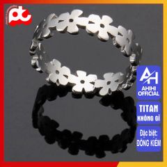 Nhẫn Nữ Titan Cao Cấp 5 Lá Cỏ - Thiết Kế Thanh Lịch, Không Gỉ, An Toàn Cho Da - Phụ Kiện Thời Trang Đẳng Cấp