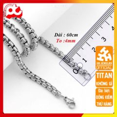 Dây Chuyền Nam Titan Cao Cấp Thép Không Gỉ - Phong Cách Mạnh Mẽ, Kích Thước 4mm, Trang Sức Đẳng Cấp Cho Phái Mạnh