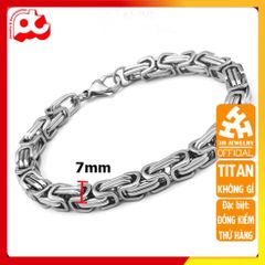 Lắc Tay Titan Nam Cao Cấp - Thiết Kế Ziczac Vuông Sang Trọng, Không Gỉ, Đẳng Cấp, Phụ Kiện Thời Trang Nam 7mm Màu Trắng