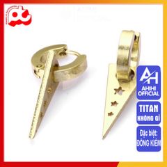 Bông Tai Nam Titan Cao Cấp Kiểu Khoen Tam Giác - Phụ Kiện Thời Trang Đẳng Cấp Không Gỉ, An Toàn Cho Da, Màu Mạ Vàng