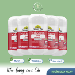 Viên Nhai Nature’s Way Kids Smart - Bổ Sung Sắt & Vitamin C Cho Trẻ - Tăng Đề Kháng, 50 Viên, Vị Trái Cây Ngon - Úc