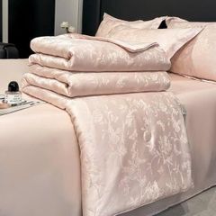 Bộ chăn ga gối Tencel Jacquard Cao Cấp - Chất Liệu Siêu Mềm, Thoáng Mát, An Toàn Cho Làn Da Nhạy Cảm - Giấc Ngủ Ngọt Ngào Hàng Đêm