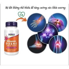 Vitamin D3 K2 Now - Tăng cường sức khỏe xương khớp và miễn dịch hiệu quả - Hỗ trợ phát triển chiều cao 120 viên