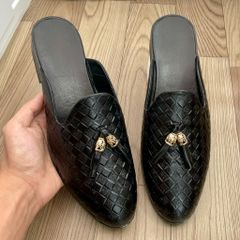 Giày sục nam DAVINCIA da mềm hở gót, thiết kế trẻ trung mùa hè, đế cao 3cm chống trơn trượt, phong cách công sở và dạo phố.